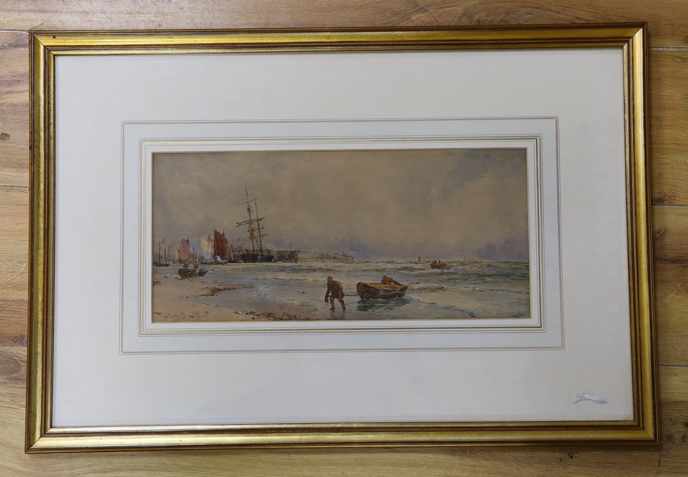 Thomas Bush Hardy RA; RBA (1842-1897), watercolour, 'Broadstairs’’, signed and inscribed, 17 x 37cm